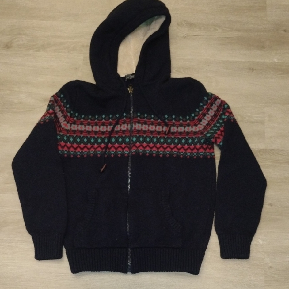 Gap Lambswool Zipper Ideal Hoodie Navy Blue Women's Size L